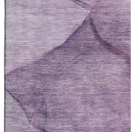 Purple And Ivory Abstract Washable Area Rug With UV Protection Photo 3