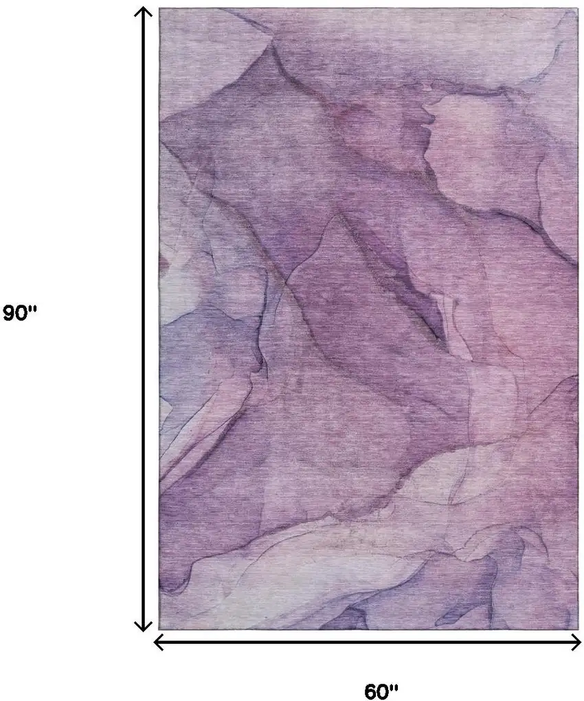 Purple And Ivory Abstract Washable Area Rug With UV Protection Photo 8