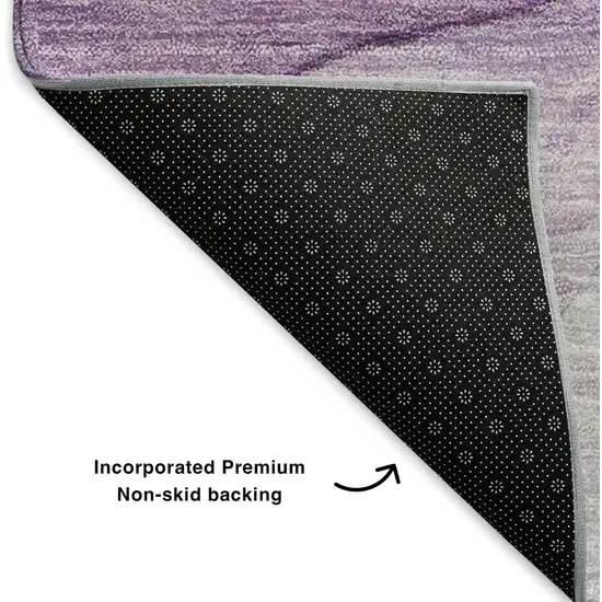 Purple And Ivory Abstract Washable Area Rug With UV Protection Photo 8