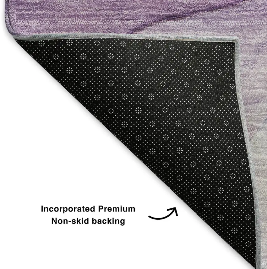 Purple And Ivory Abstract Washable Area Rug With UV Protection Photo 8