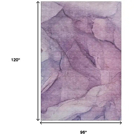 Purple And Ivory Abstract Washable Area Rug With UV Protection Photo 7