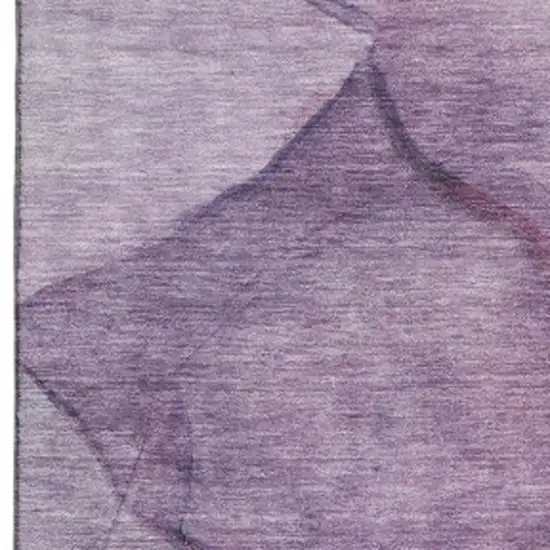 Purple And Ivory Abstract Washable Area Rug With UV Protection Photo 4