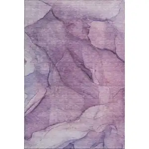 Photo of Purple And Ivory Abstract Washable Area Rug With UV Protection