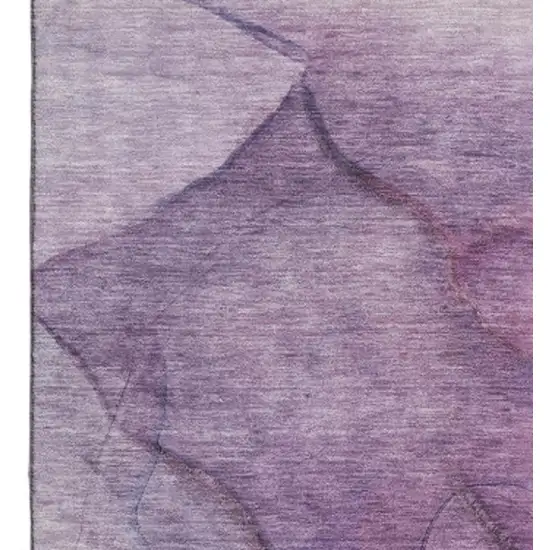 Purple And Ivory Abstract Washable Area Rug With UV Protection Photo 8