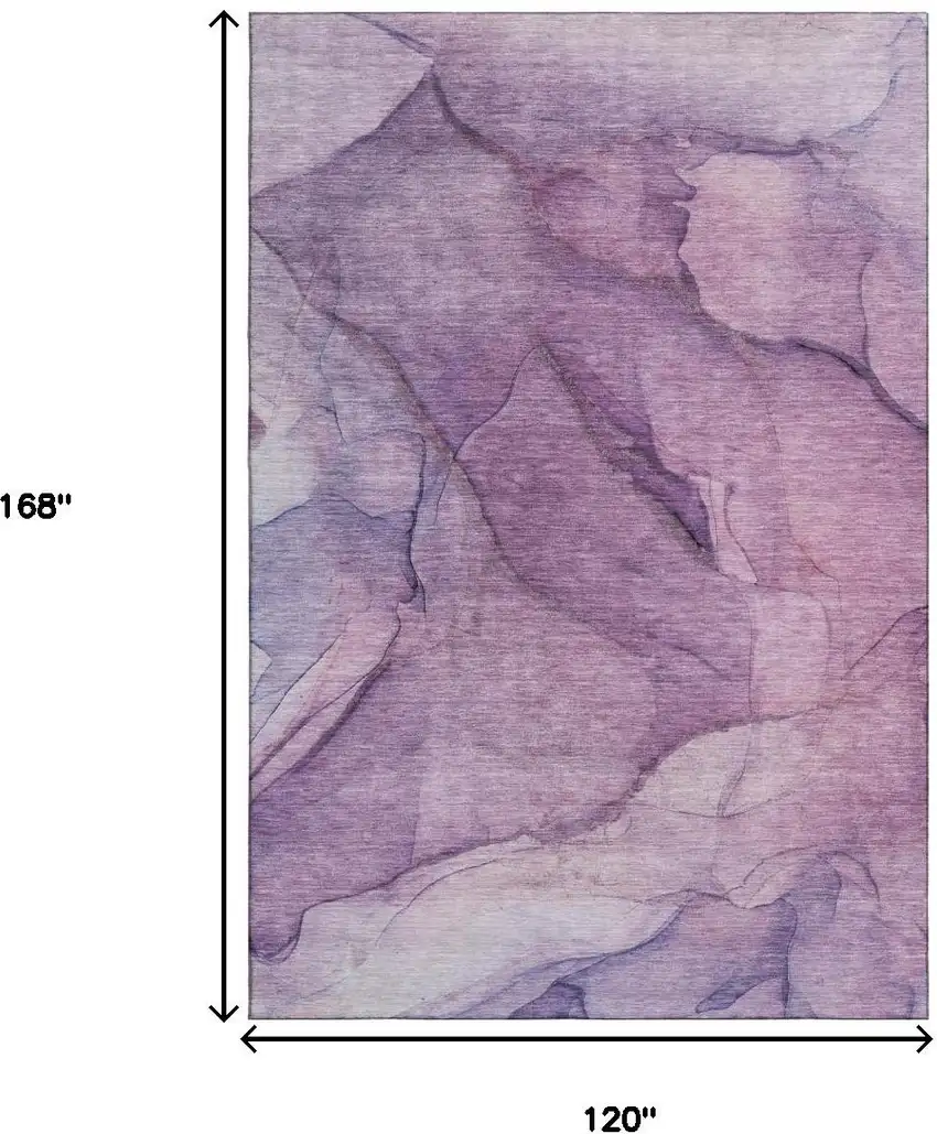 Purple And Ivory Abstract Washable Area Rug With UV Protection Photo 6