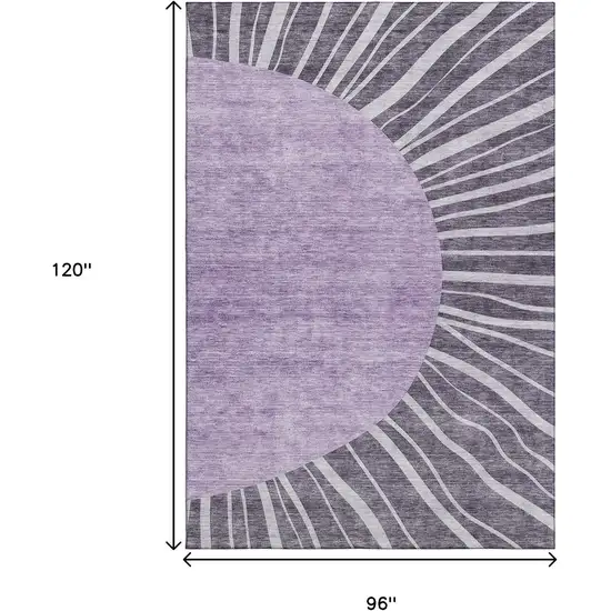 Purple And Ivory Abstract Washable Area Rug With UV Protection Photo 3