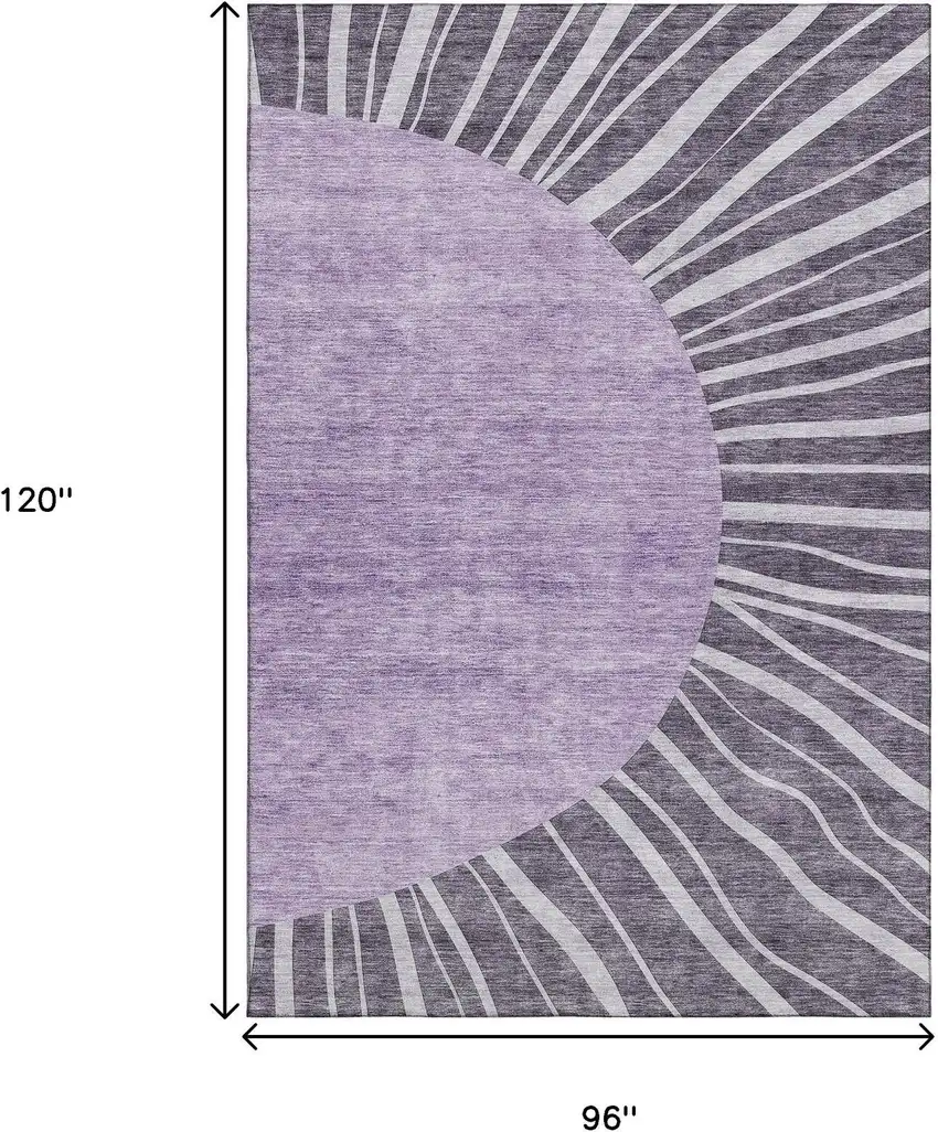 Purple And Ivory Abstract Washable Area Rug With UV Protection Photo 3