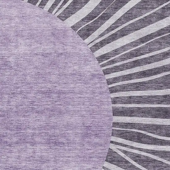 Purple And Ivory Abstract Washable Area Rug With UV Protection Photo 2