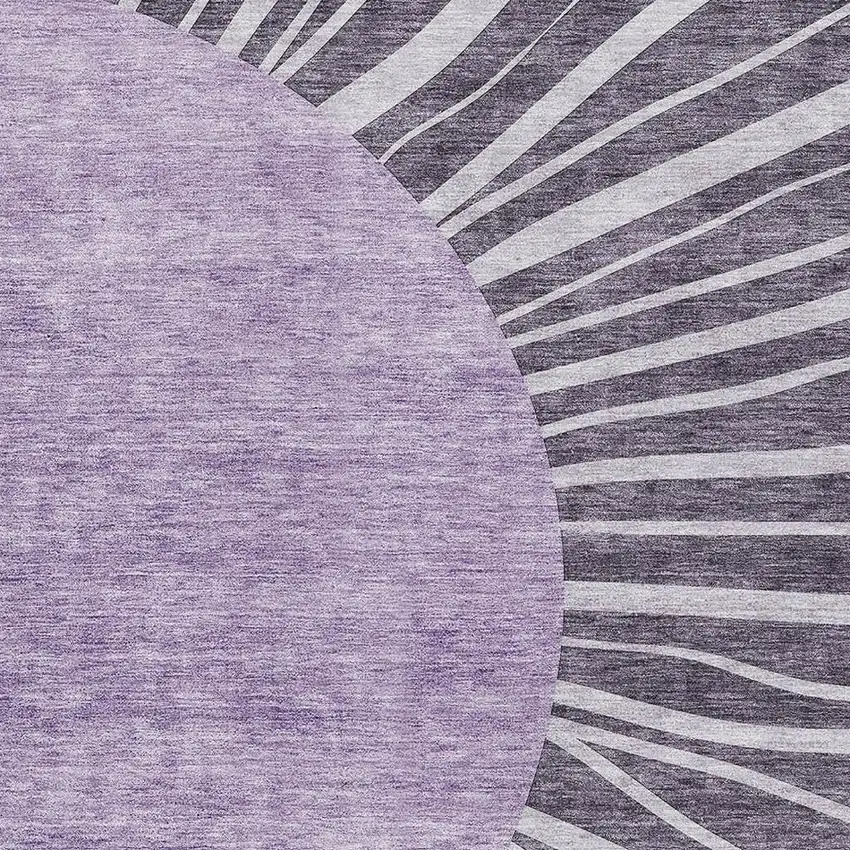 Purple And Ivory Abstract Washable Area Rug With UV Protection Photo 2