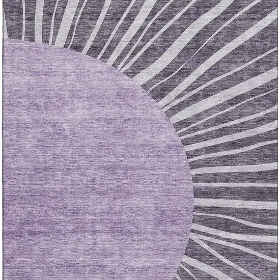 Purple And Ivory Abstract Washable Area Rug With UV Protection Photo 3