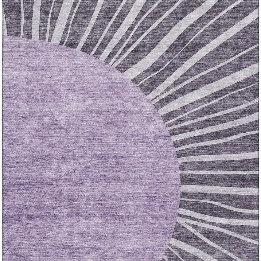 Purple And Ivory Abstract Washable Area Rug With UV Protection Photo 3