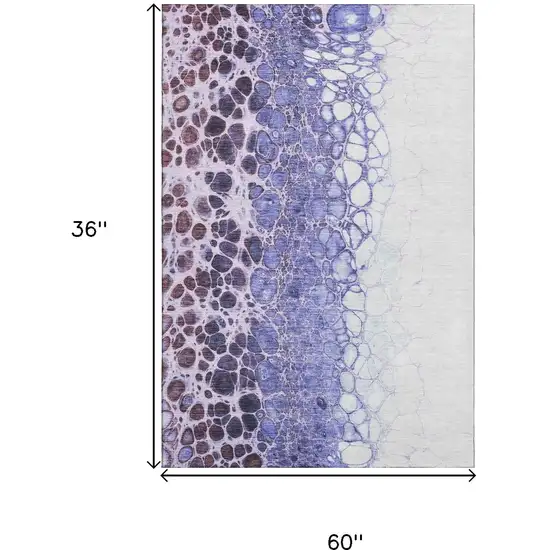 Purple And Ivory Abstract Washable Area Rug With UV Protection Photo 3
