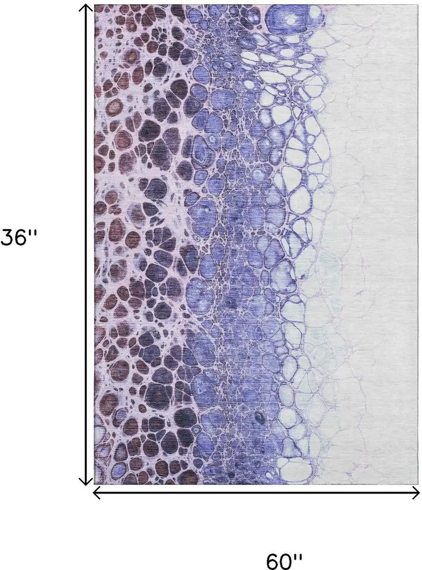 Purple And Ivory Abstract Washable Area Rug With UV Protection Photo 3
