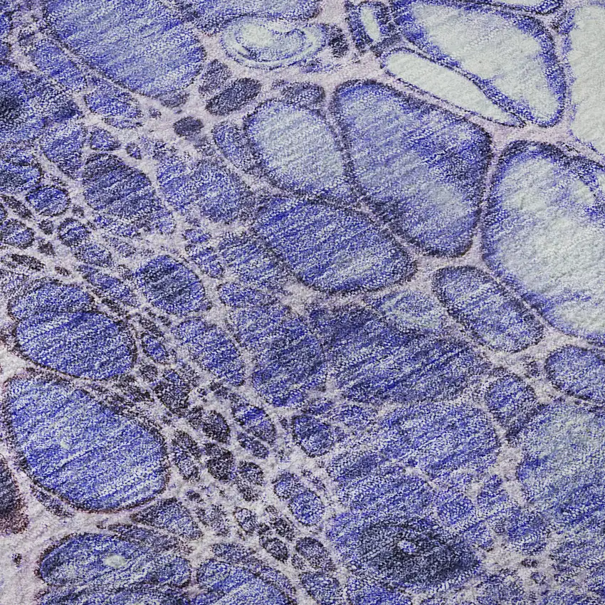 Purple And Ivory Abstract Washable Area Rug With UV Protection Photo 1