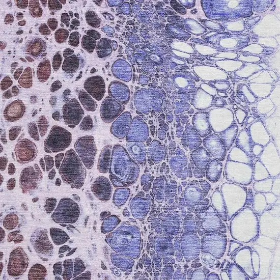 Purple And Ivory Abstract Washable Area Rug With UV Protection Photo 4