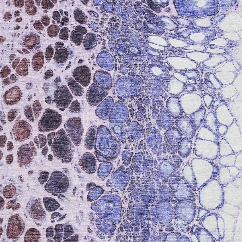 Purple And Ivory Abstract Washable Area Rug With UV Protection Photo 4