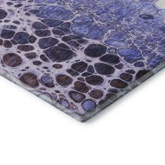 Purple And Ivory Abstract Washable Area Rug With UV Protection Photo 8