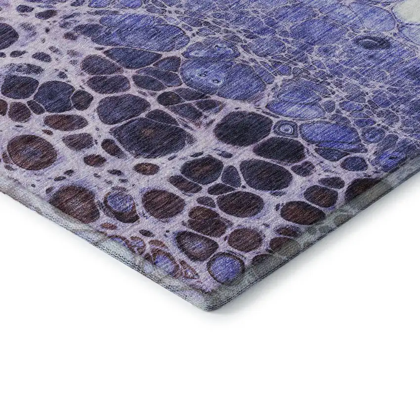 Purple And Ivory Abstract Washable Area Rug With UV Protection Photo 8