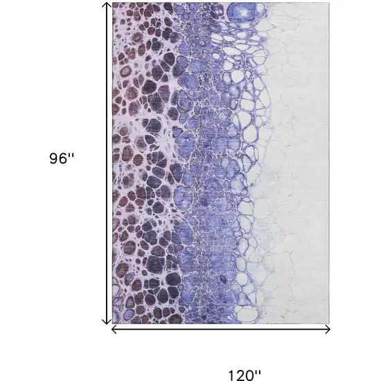 Purple And Ivory Abstract Washable Area Rug With UV Protection Photo 3