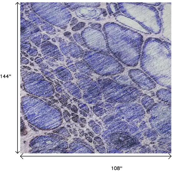 Purple And Ivory Abstract Washable Area Rug With UV Protection Photo 9