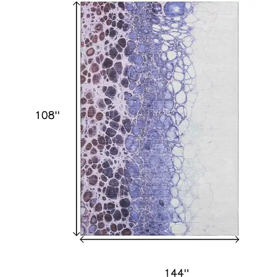 Purple And Ivory Abstract Washable Area Rug With UV Protection Photo 3