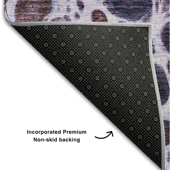 Purple And Ivory Abstract Washable Area Rug With UV Protection Photo 6