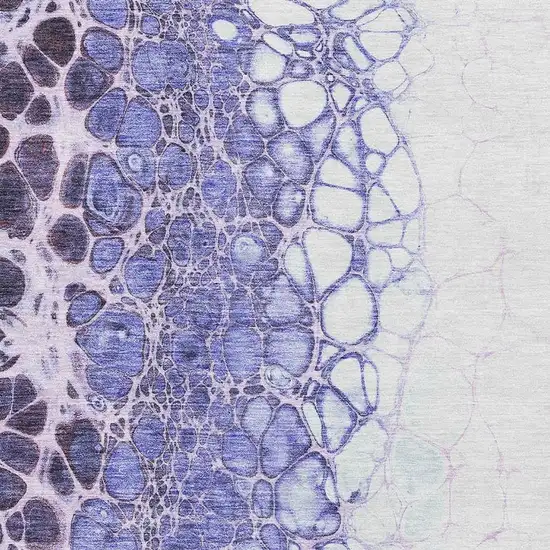 Purple And Ivory Abstract Washable Area Rug With UV Protection Photo 7