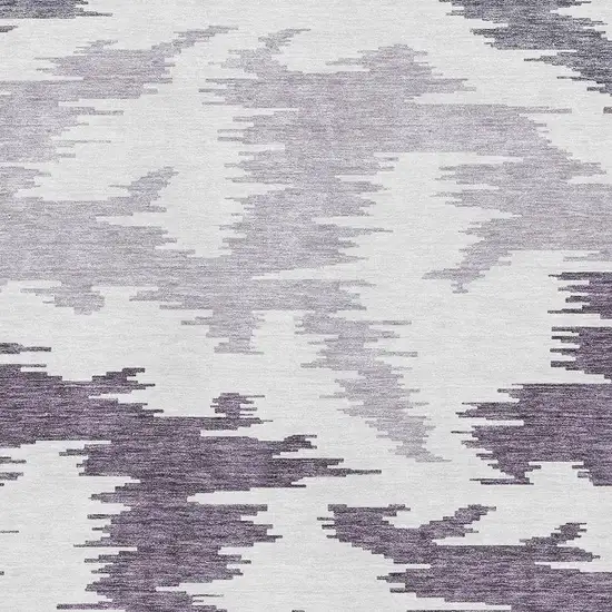 Purple And Ivory Abstract Washable Area Rug With UV Protection Photo 3