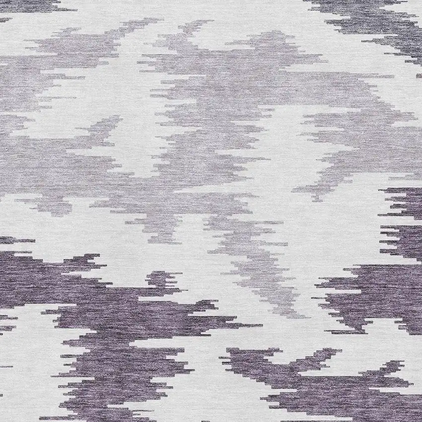 Purple And Ivory Abstract Washable Area Rug With UV Protection Photo 3