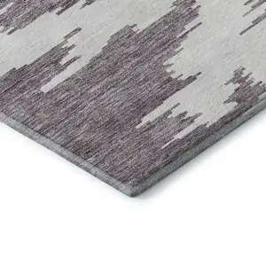 Photo of Purple And Ivory Abstract Washable Area Rug With UV Protection
