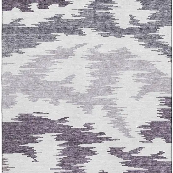 Purple And Ivory Abstract Washable Area Rug With UV Protection Photo 4