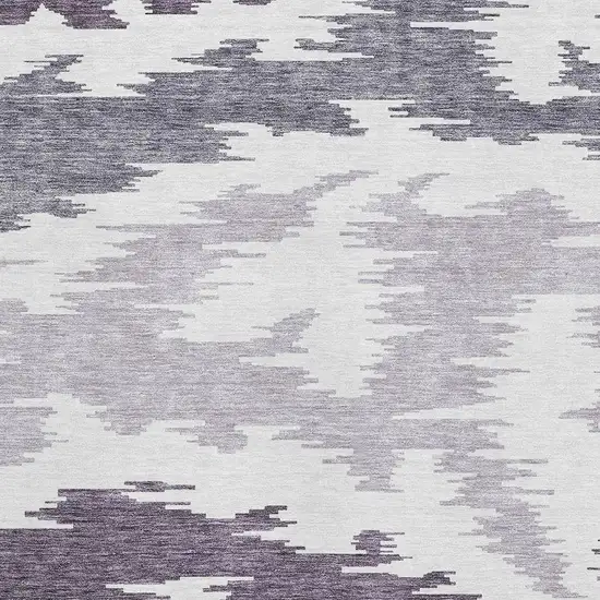 Purple And Ivory Abstract Washable Area Rug With UV Protection Photo 3