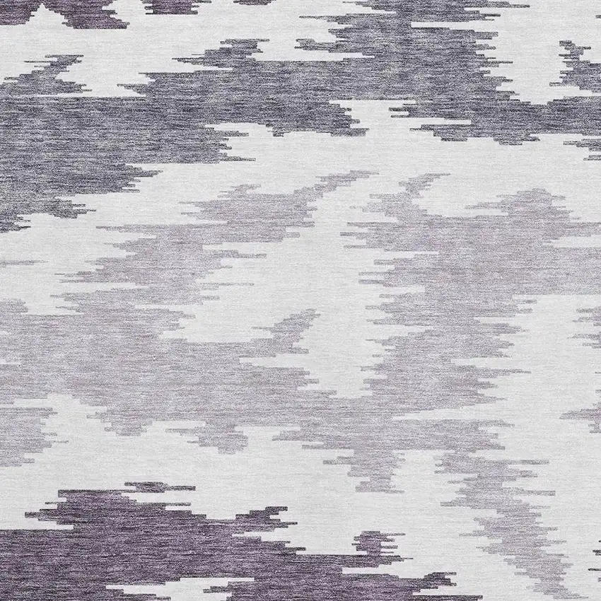 Purple And Ivory Abstract Washable Area Rug With UV Protection Photo 3