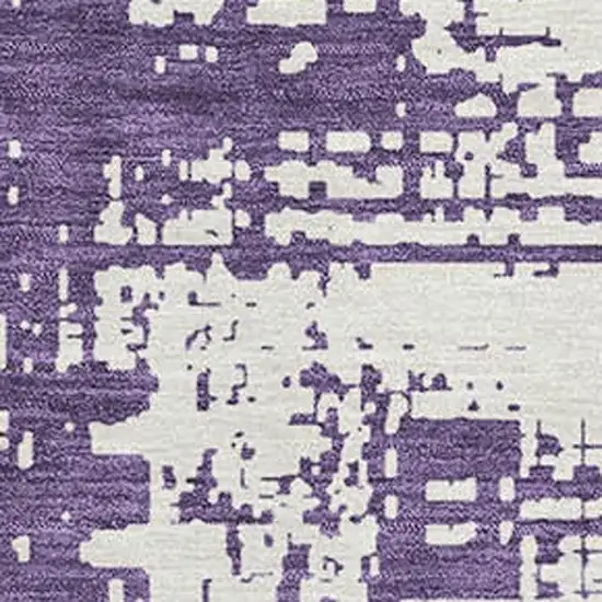 Purple And Ivory Abstract Washable Area Rug With UV Protection Photo 3