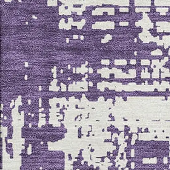 Purple And Ivory Abstract Washable Area Rug With UV Protection Photo 3