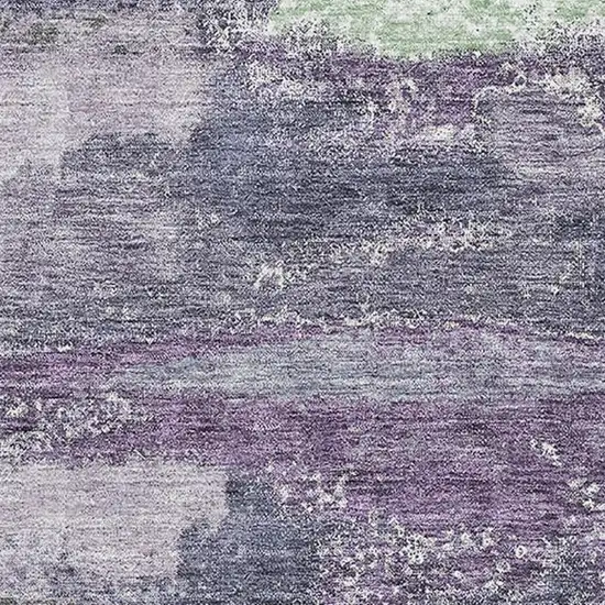 Purple And Ivory Abstract Washable Area Rug With UV Protection Photo 2