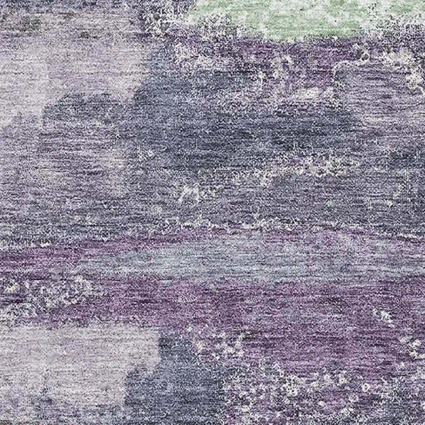 Purple And Ivory Abstract Washable Area Rug With UV Protection Photo 2