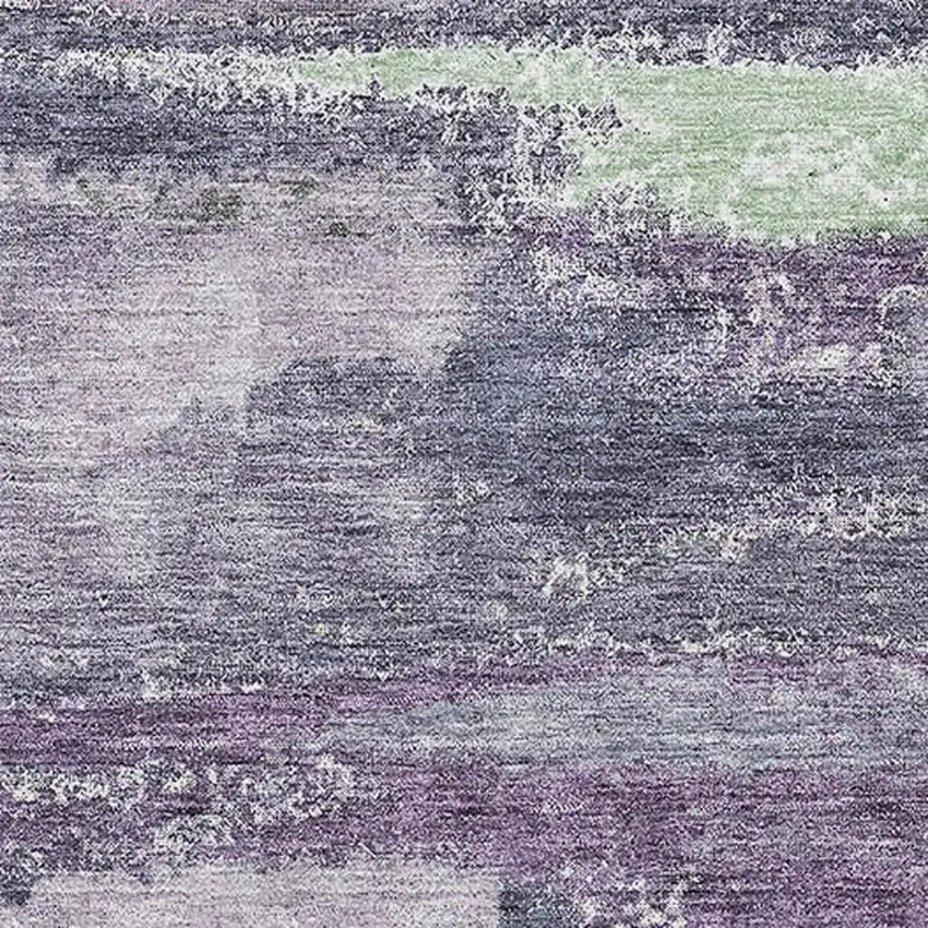 Purple And Ivory Abstract Washable Area Rug With UV Protection Photo 2