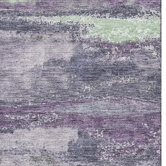 Purple And Ivory Abstract Washable Area Rug With UV Protection Photo 3