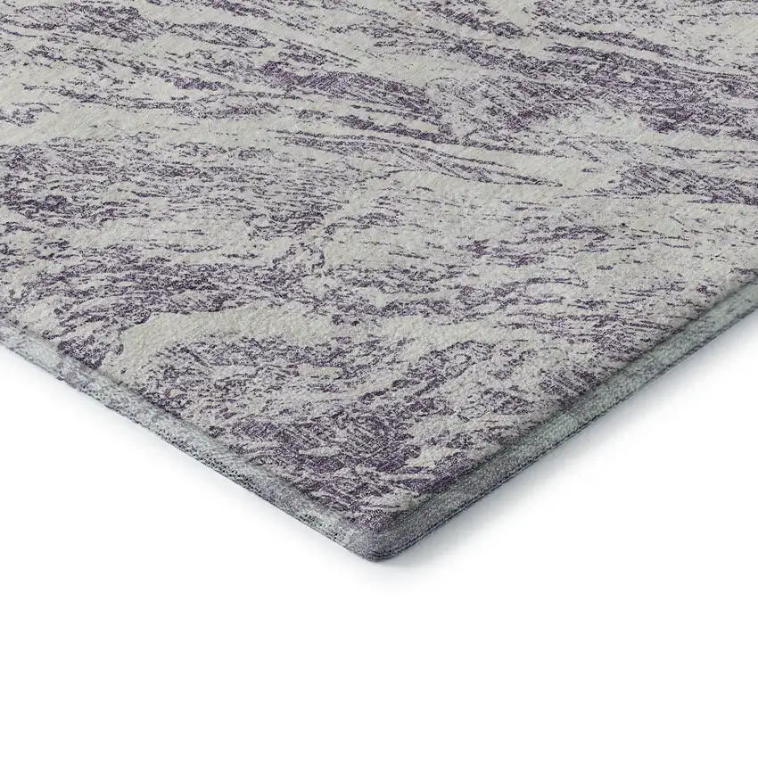 Purple And Ivory Abstract Washable Area Rug With UV Protection Photo 7