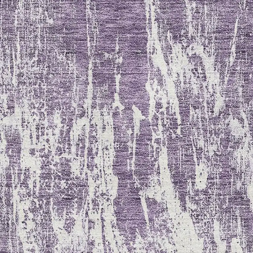 Purple And Ivory Abstract Washable Area Rug With UV Protection Photo 2