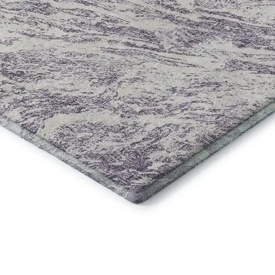 Purple And Ivory Abstract Washable Area Rug With UV Protection Photo 7