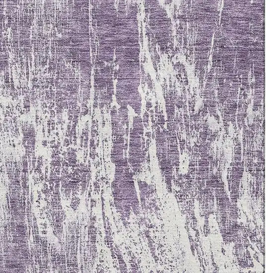 Purple And Ivory Abstract Washable Area Rug With UV Protection Photo 3