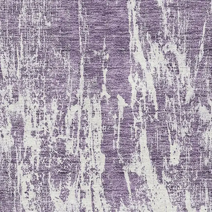 Purple And Ivory Abstract Washable Area Rug With UV Protection Photo 2