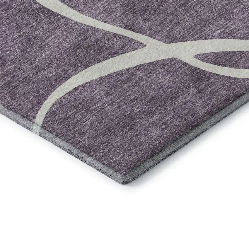 Purple And Ivory Abstract Washable Area Rug With UV Protection Photo 7