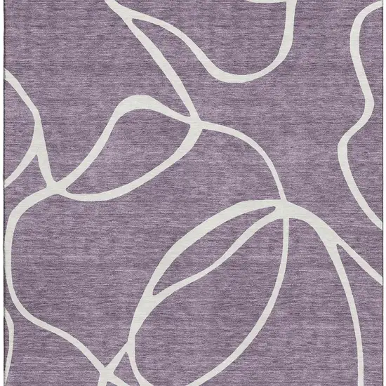 Purple And Ivory Abstract Washable Area Rug With UV Protection Photo 3
