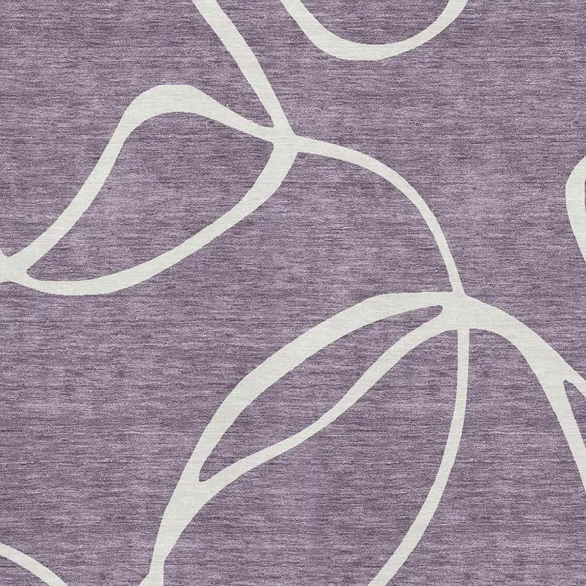 Purple And Ivory Abstract Washable Area Rug With UV Protection Photo 2