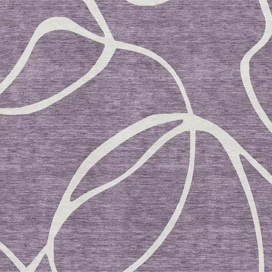 Purple And Ivory Abstract Washable Area Rug With UV Protection Photo 2