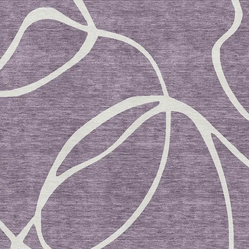 Purple And Ivory Abstract Washable Area Rug With UV Protection Photo 2