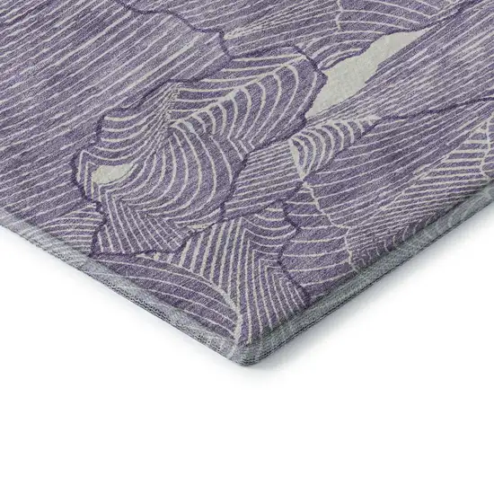 Purple And Ivory Abstract Washable Area Rug With UV Protection Photo 7